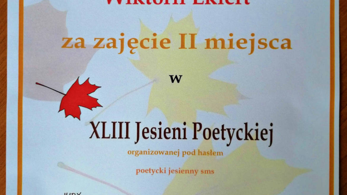 2 miejsce dla naszej uczennicy w XLIII Jesieni poetyckiej